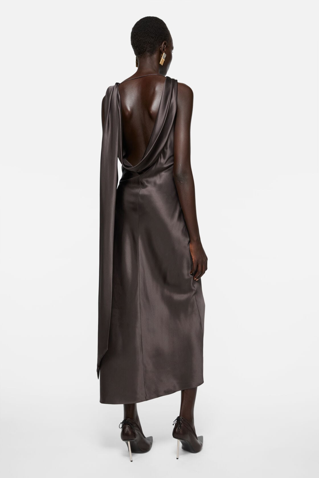Acne Studios Draped satin dress - Graphite grey
