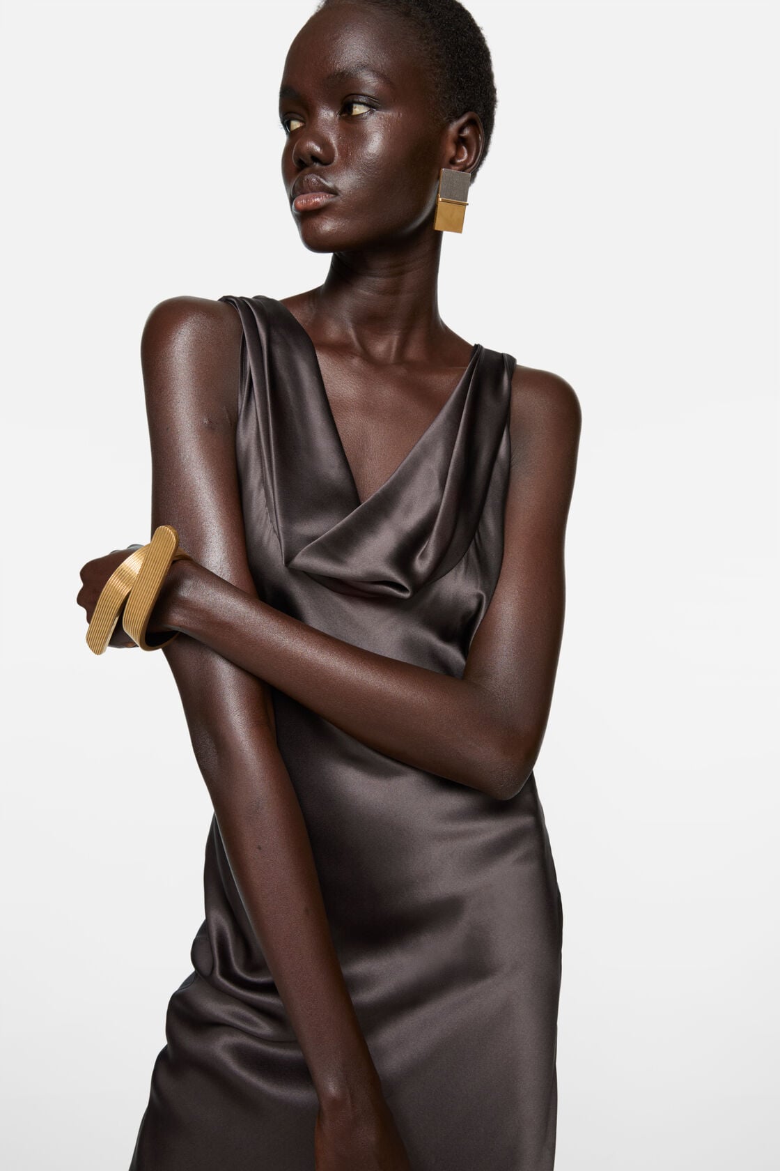 Acne Studios Draped satin dress - Graphite grey