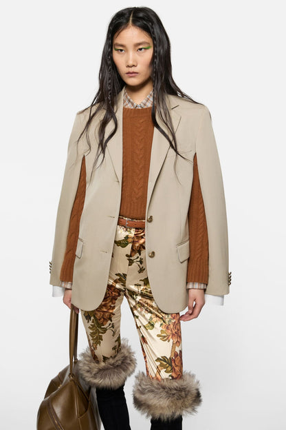 Acne Studios Layered wool suit jacket - Beige