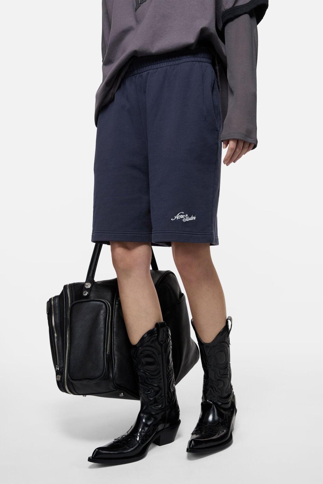 Acne Studios Fleece shorts with logo - Dark navy