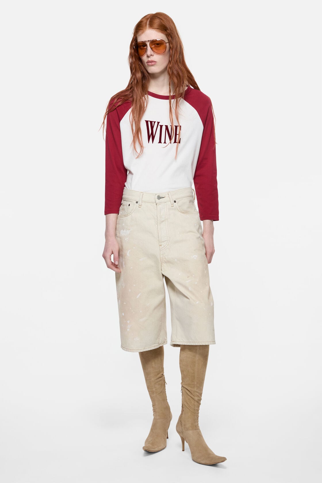 Acne Studios Stained denim shorts - White