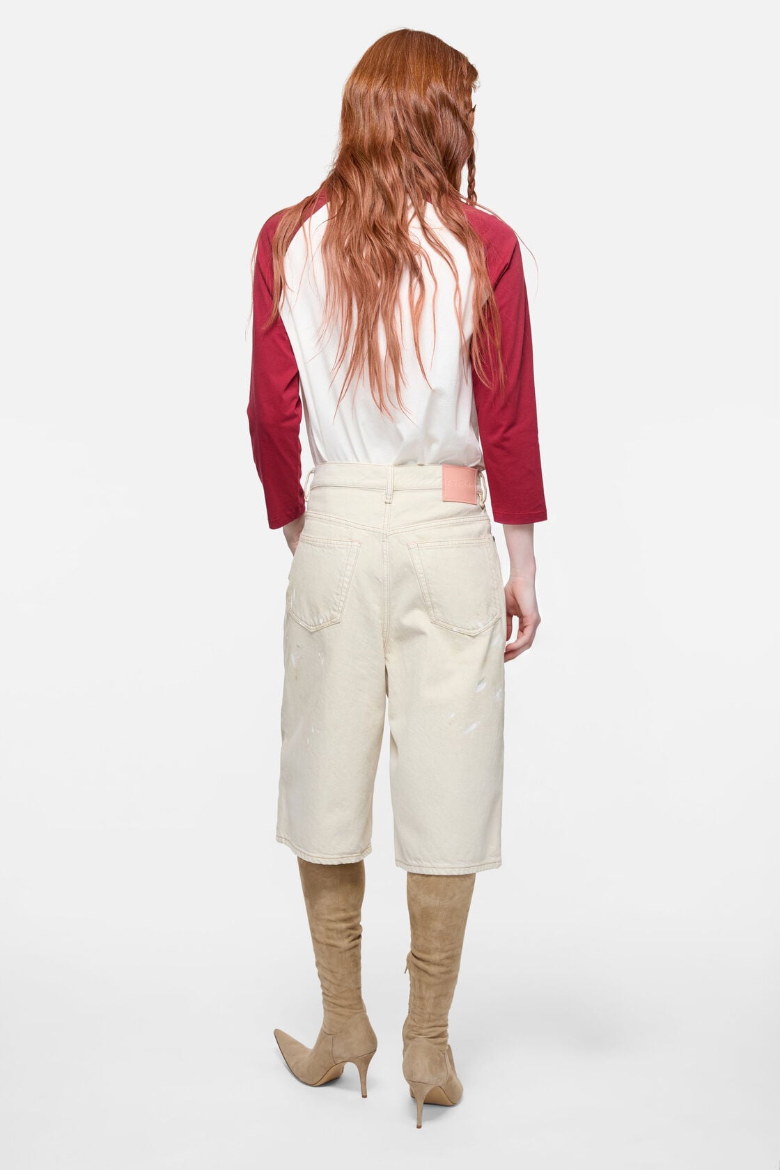Acne Studios Stained denim shorts - White