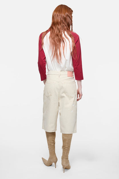 Acne Studios Stained denim shorts - White