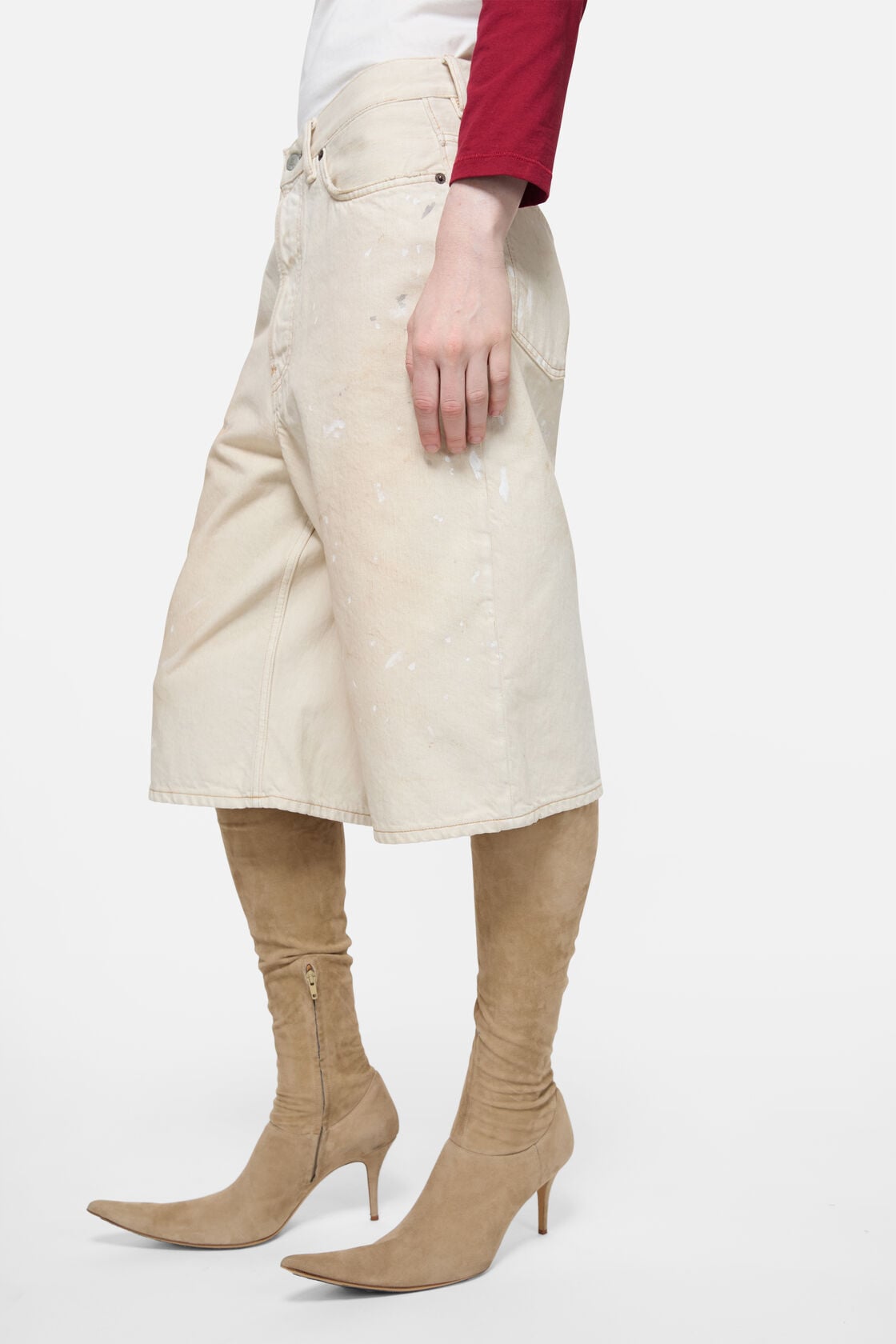 Acne Studios Stained denim shorts - White