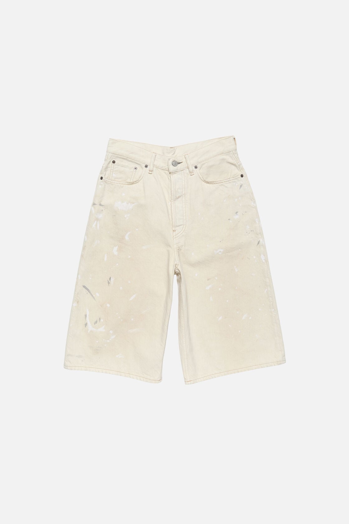 Acne Studios Stained denim shorts - White