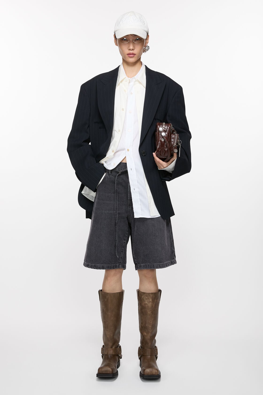 Acne Studios Loose fit denim shorts - Black