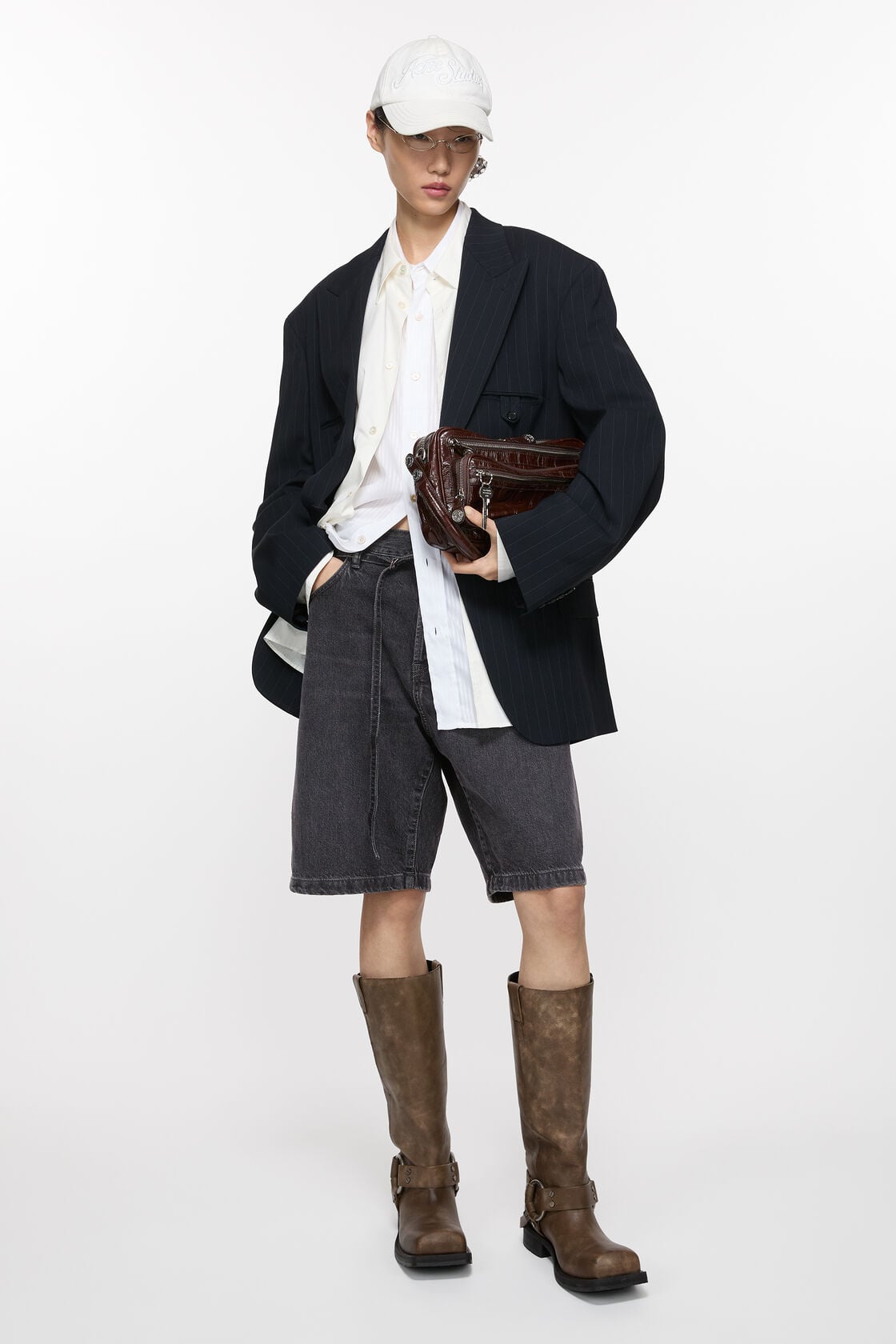 Acne Studios Loose fit denim shorts - Black
