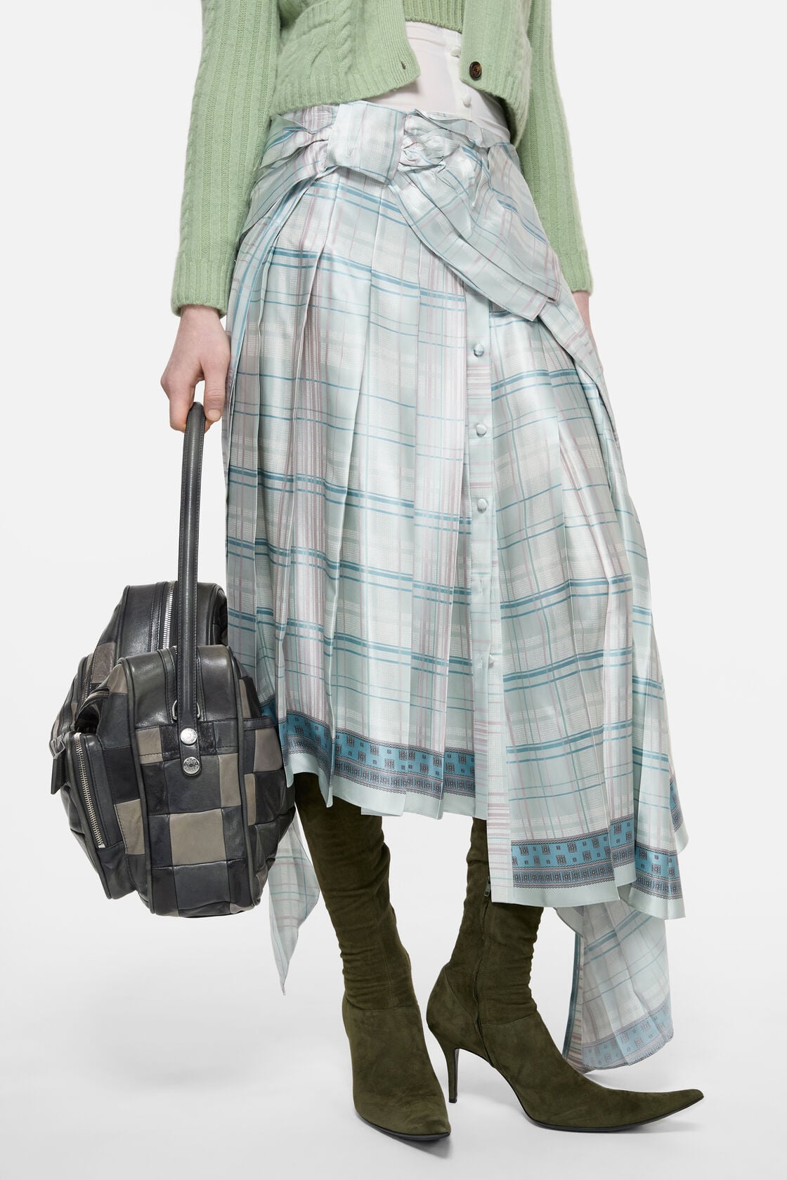 Acne Studios Silk skirt with bow - Aqua blue