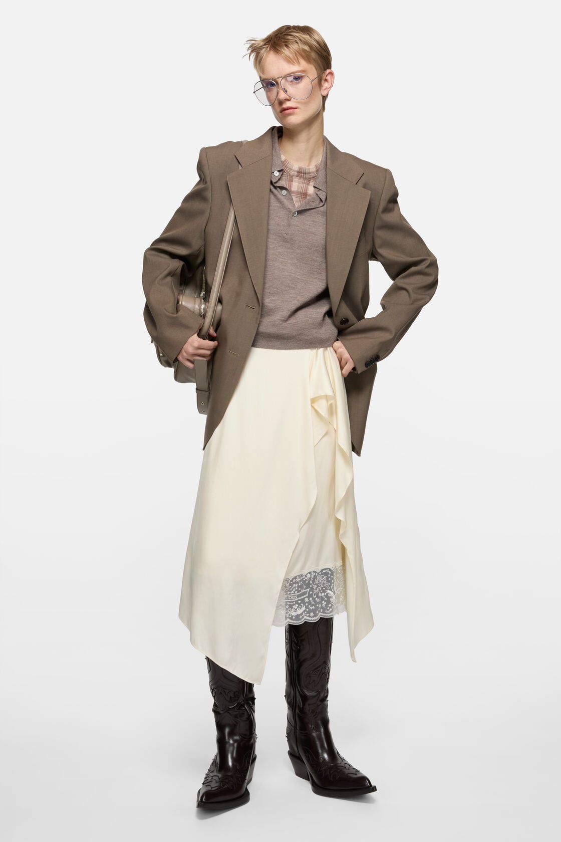 Acne Studios Layered satin skirt - Cream white