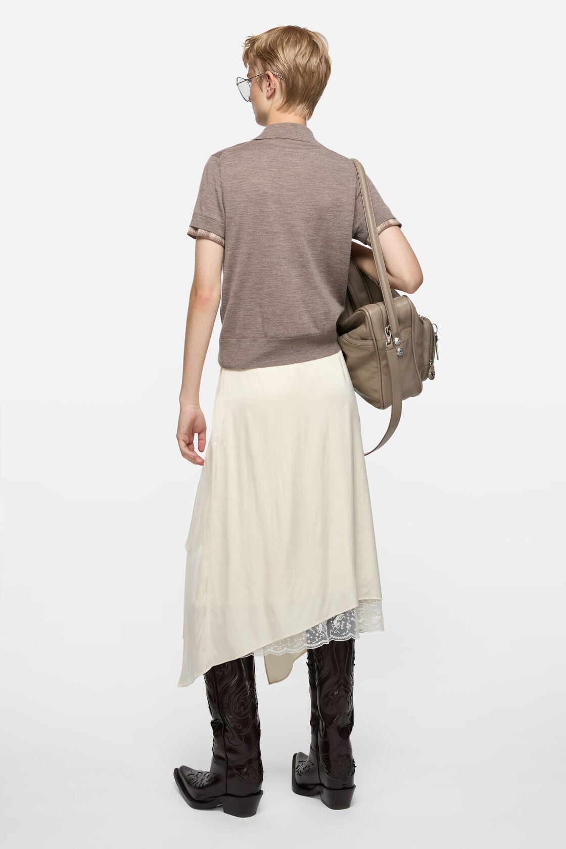 Acne Studios Layered satin skirt - Cream white