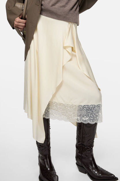 Acne Studios Layered satin skirt - Cream white