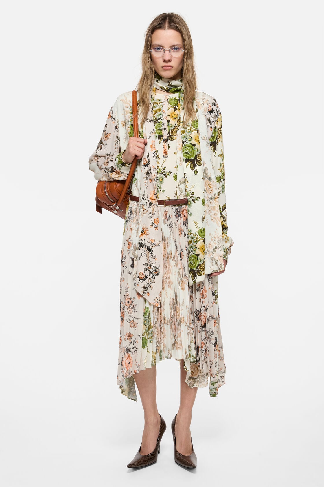 Acne Studios Pleated midi skirt - Beige/white