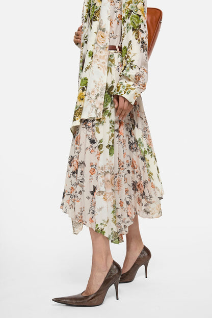 Acne Studios Pleated midi skirt - Beige/white