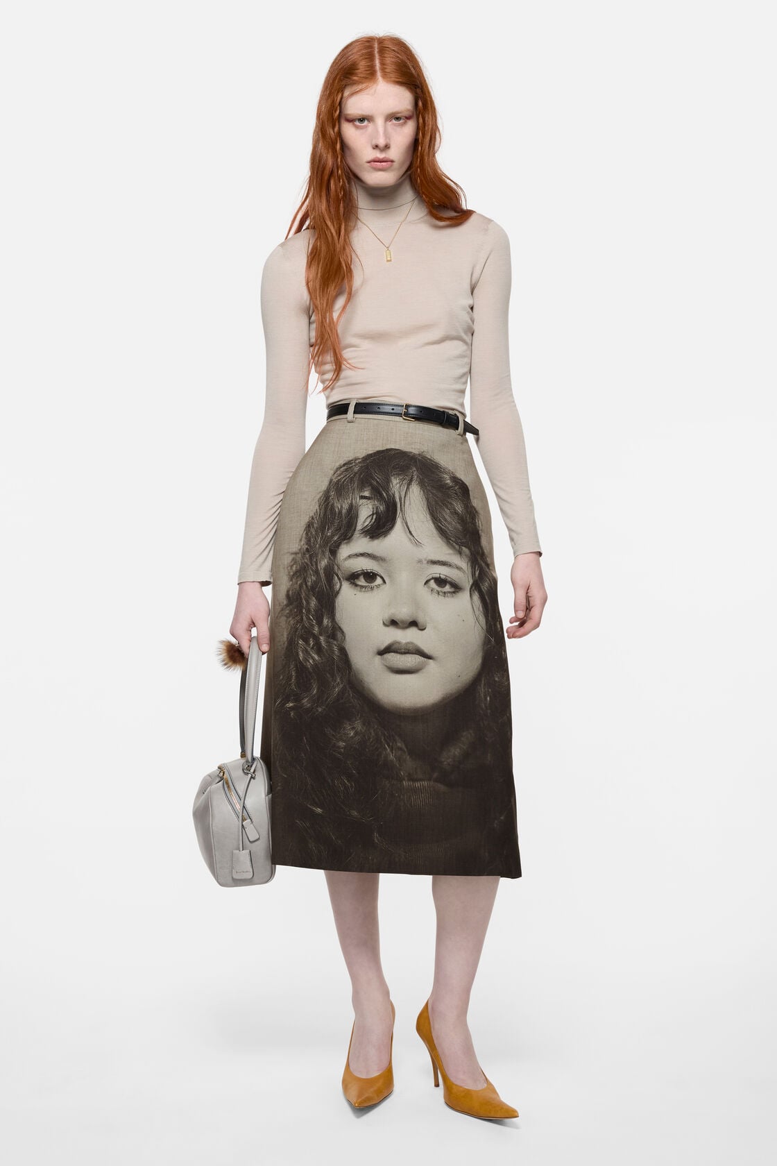 Acne Studios Printed wool skirt - Faded taupe/black