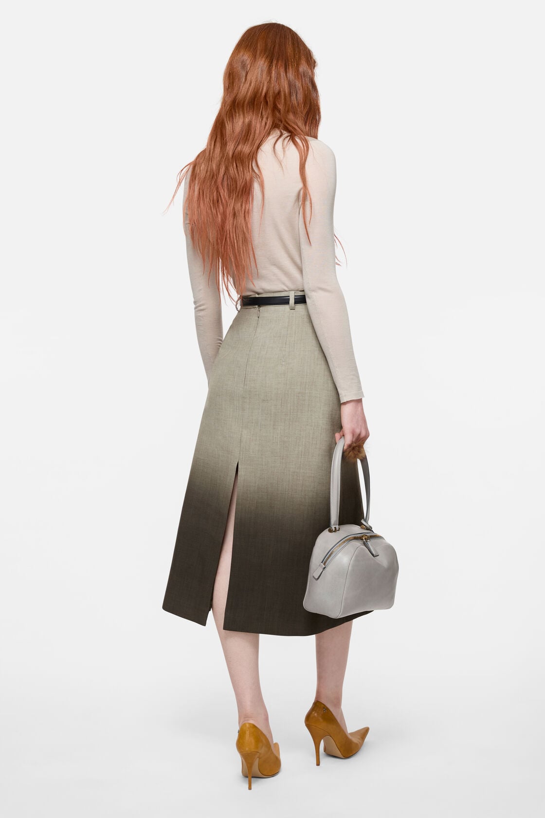Acne Studios Printed wool skirt - Faded taupe/black