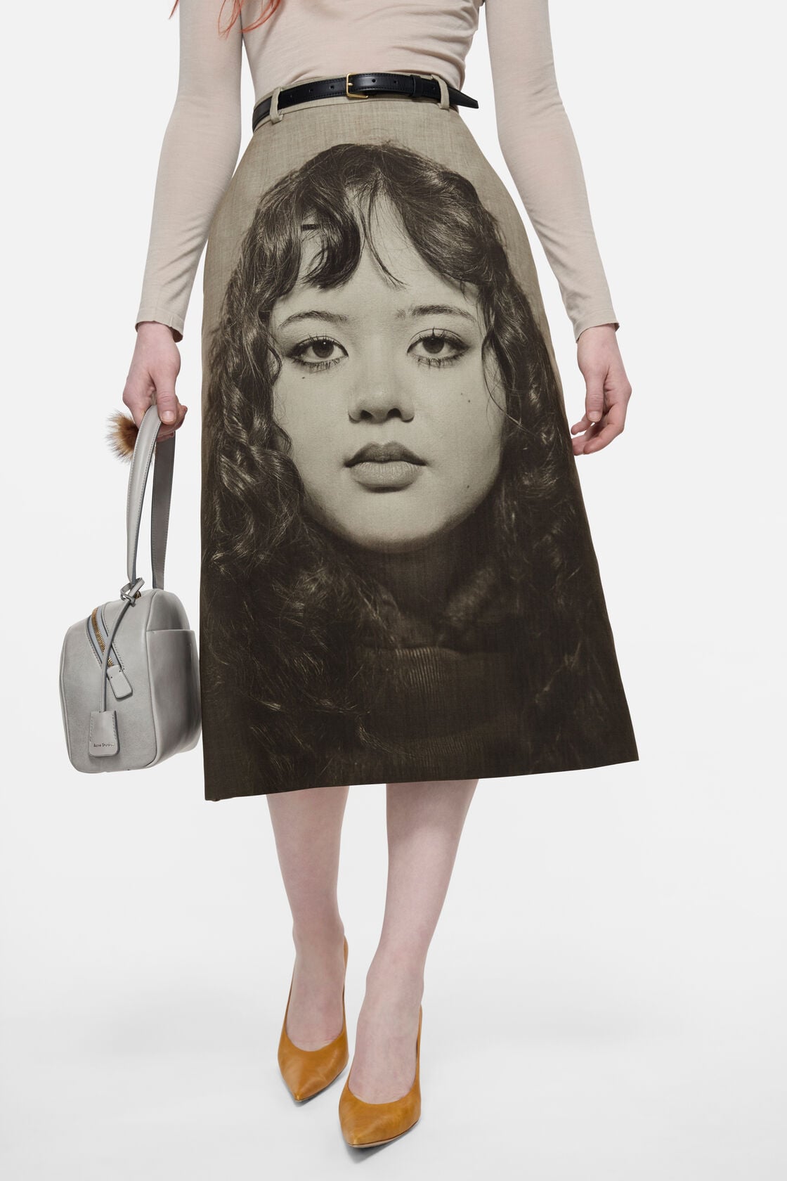 Acne Studios Printed wool skirt - Faded taupe/black