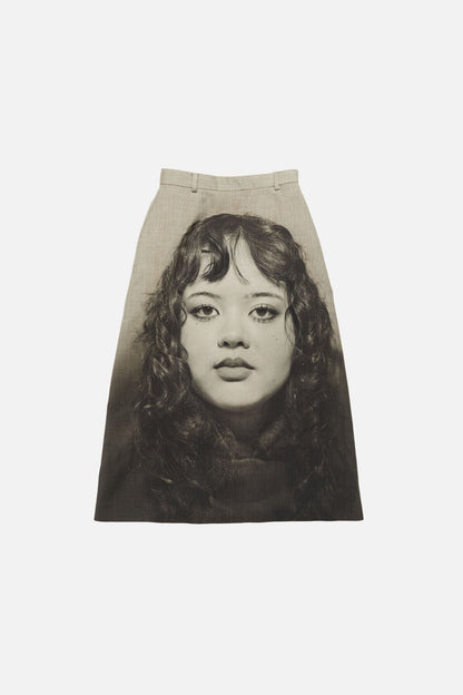 Acne Studios Printed wool skirt - Faded taupe/black
