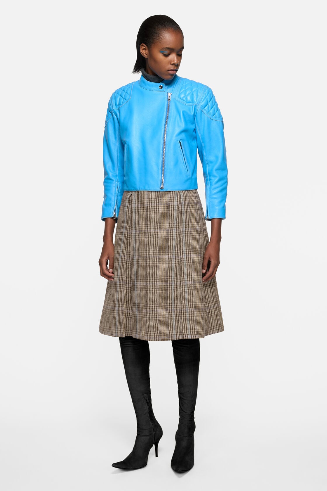 Acne Studios Long pleated wool skirt - Brown/blue multi