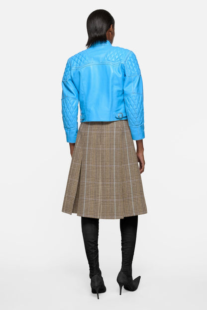 Acne Studios Long pleated wool skirt - Brown/blue multi
