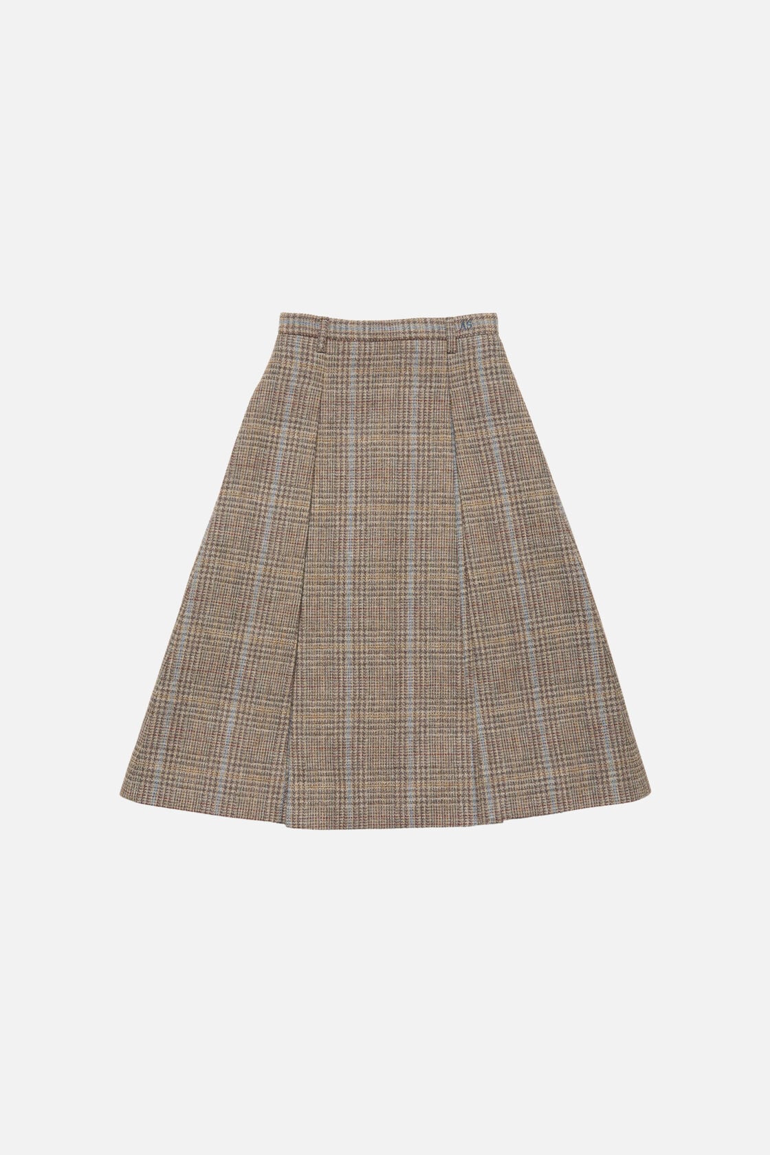Acne Studios Long pleated wool skirt - Brown/blue multi