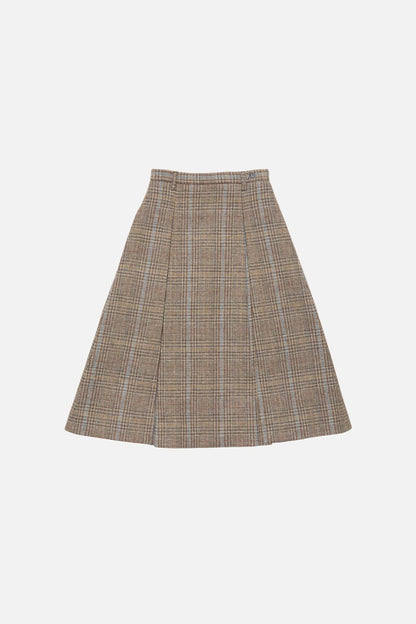 Acne Studios Long pleated wool skirt - Brown/blue multi
