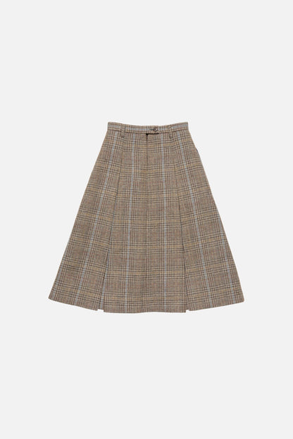 Acne Studios Long pleated wool skirt - Brown/blue multi