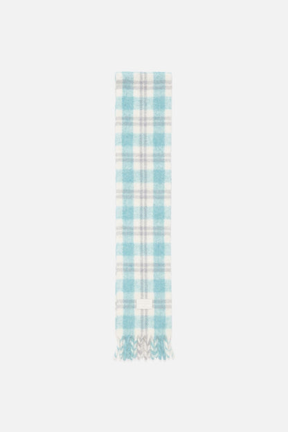 Acne Studios Fringed alpaca-wool scarf - White/Aqua
