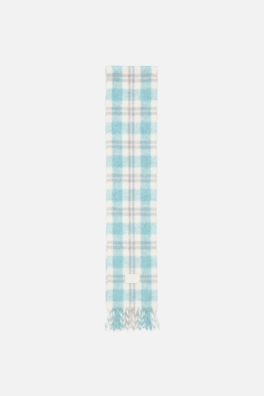 Acne Studios Fringed alpaca-wool scarf - White/Aqua