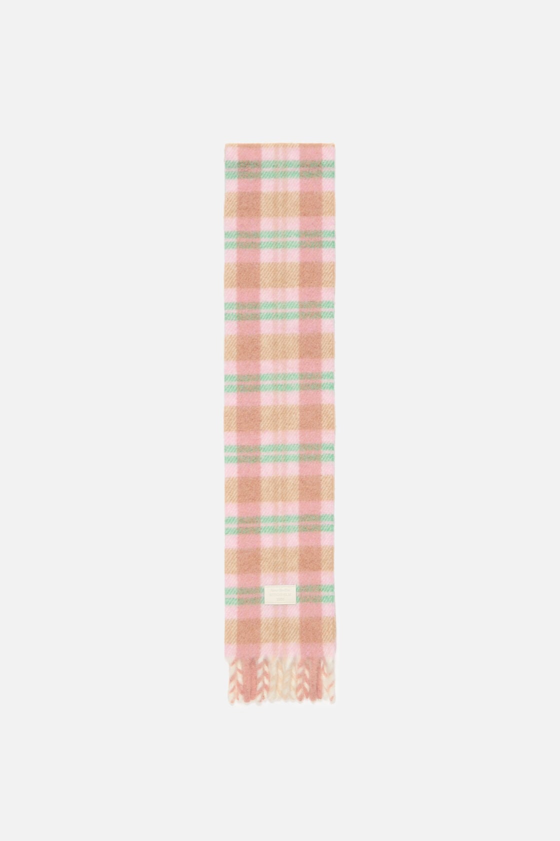 Acne Studios Fringed alpaca-wool scarf - Pastel pink/mint green