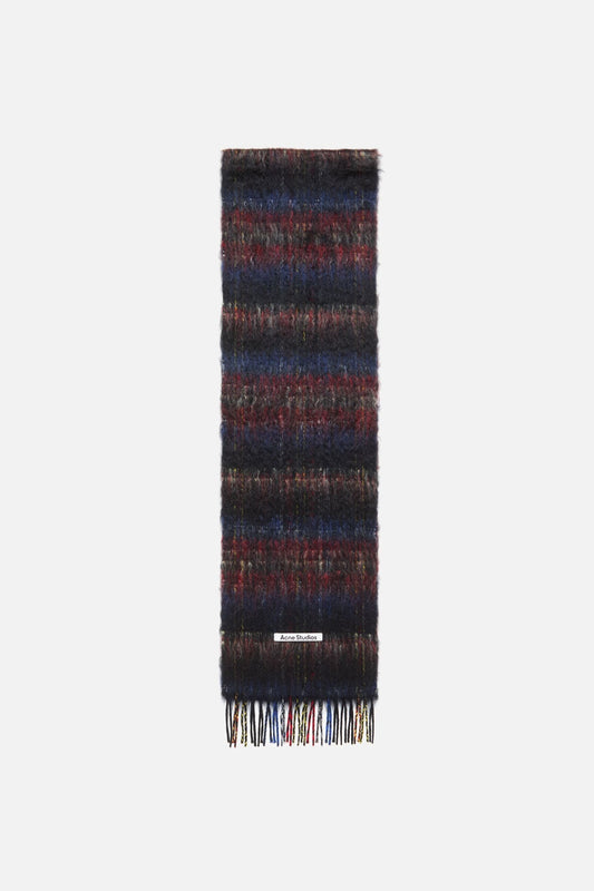 Acne Studios Fringed mohair scarf - Black/red