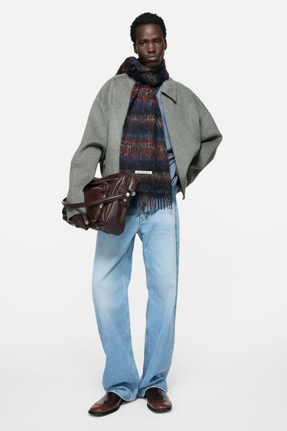 Acne Studios Fringed mohair scarf - Black/red
