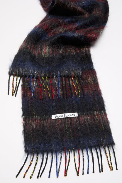 Acne Studios Fringed mohair scarf - Black/red