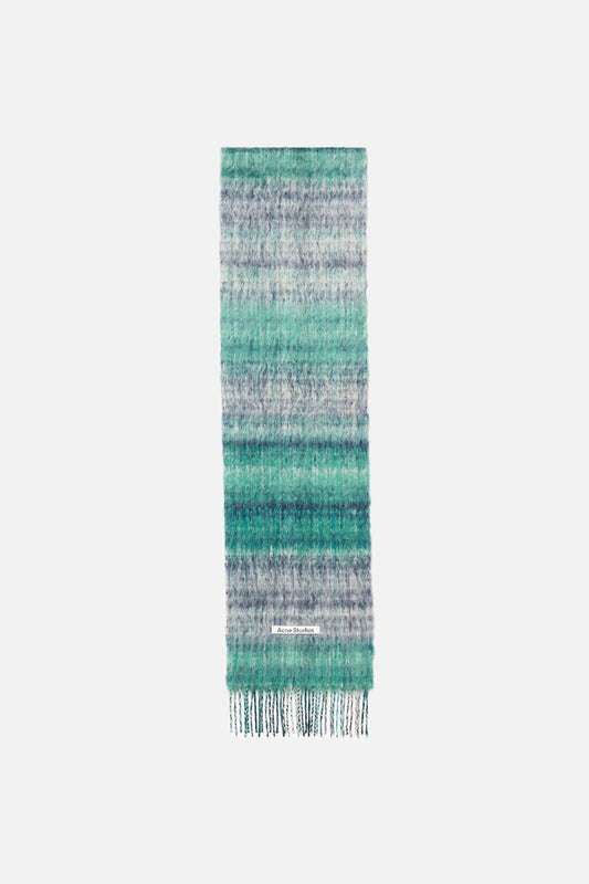Acne Studios Fringed mohair scarf - White/Aqua