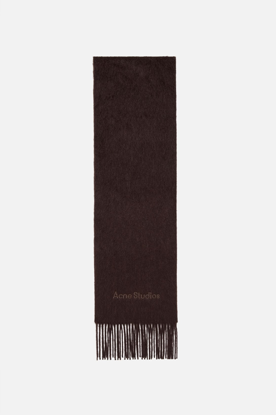 Acne Studios Alpaca wool logo scarf - Dark brown melange