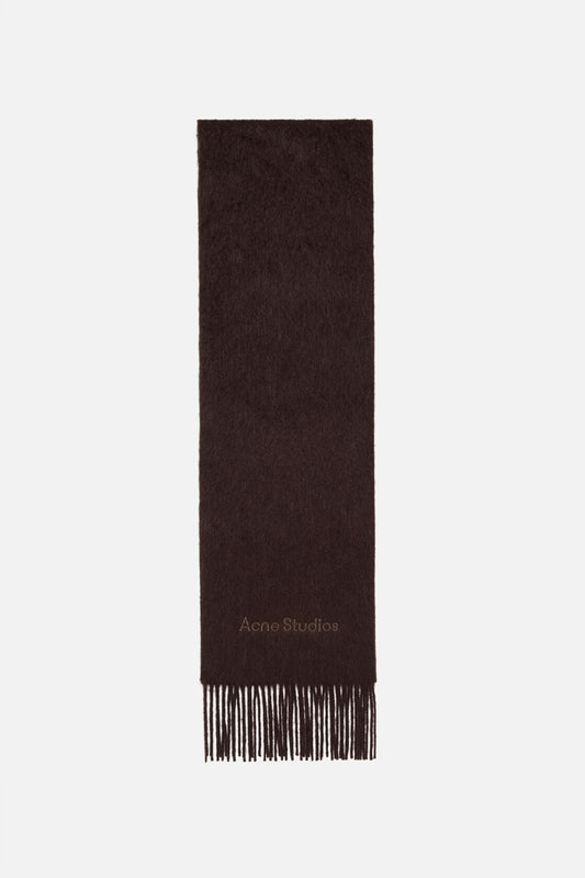 Acne Studios Alpaca wool logo scarf - Dark brown melange