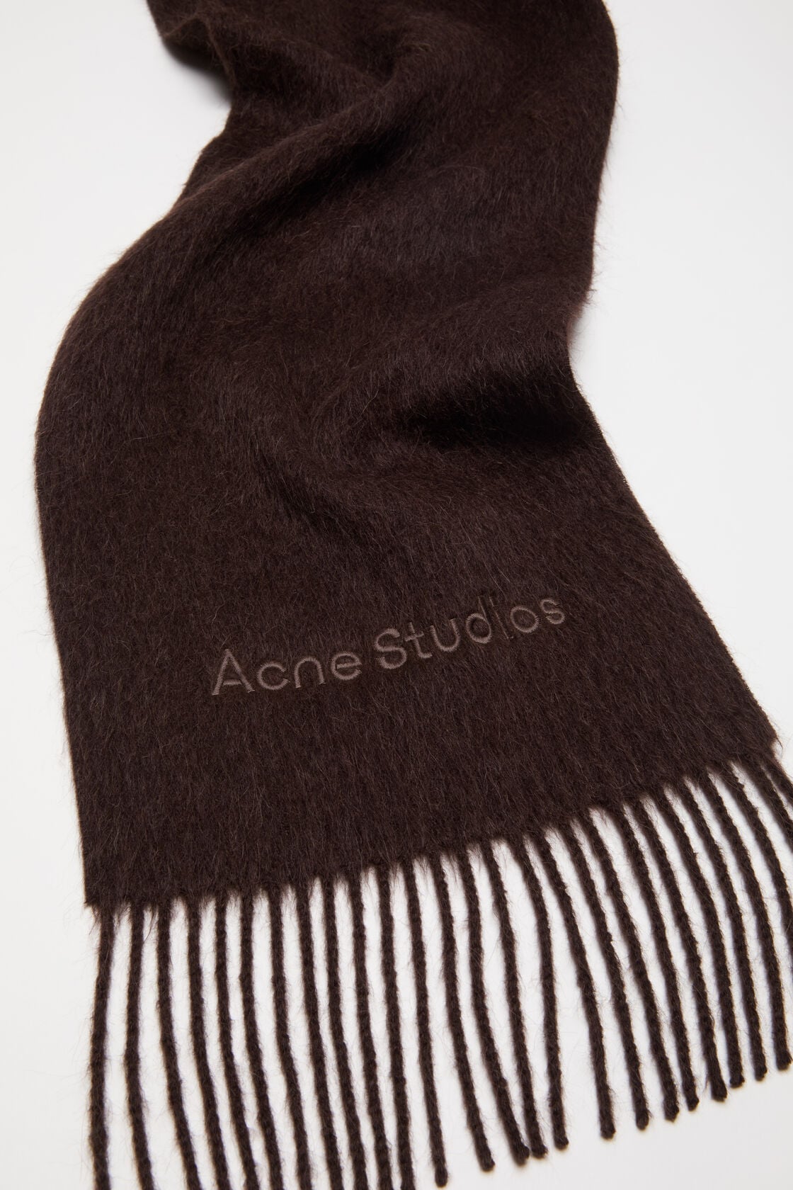 Acne Studios Alpaca wool logo scarf - Dark brown melange