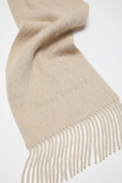 Acne Studios Alpaca wool logo scarf - Oatmeal melange