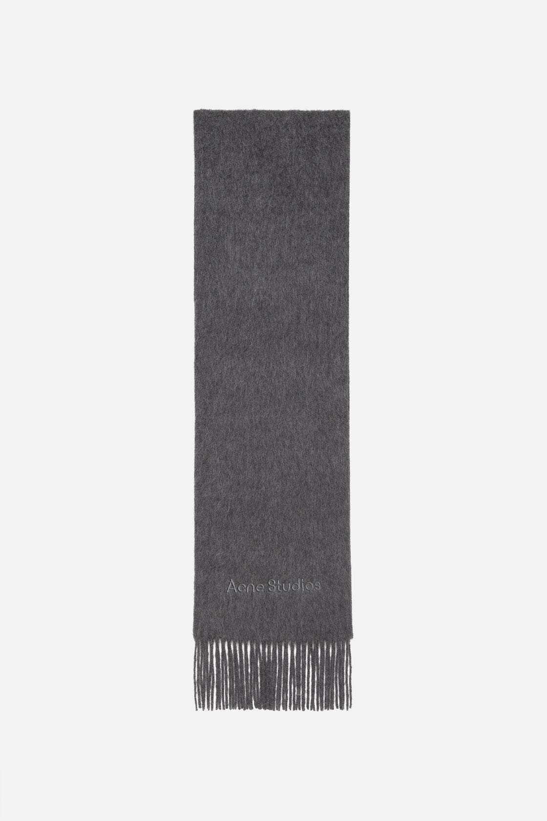 Acne Studios Alpaca wool logo scarf - Grey Melange