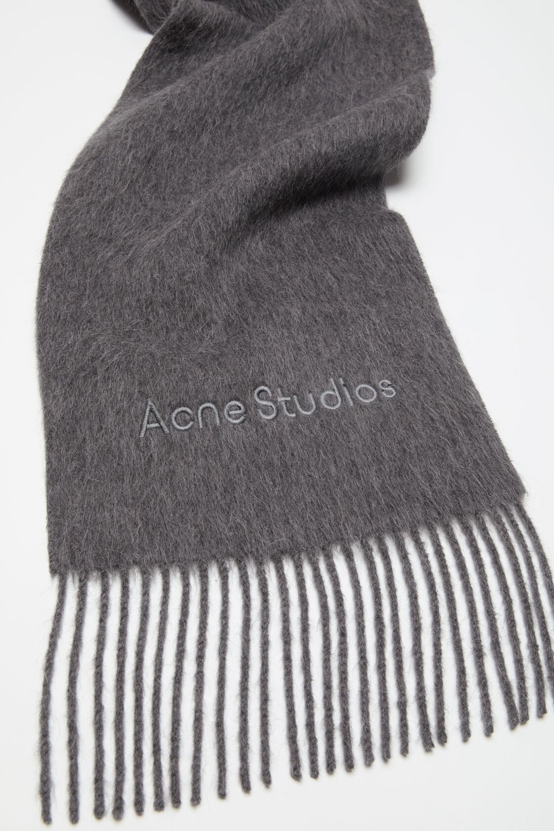 Acne Studios Alpaca wool logo scarf - Grey Melange