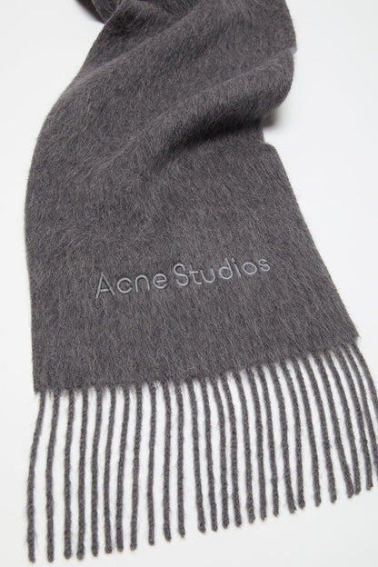 Acne Studios Alpaca wool logo scarf - Grey Melange