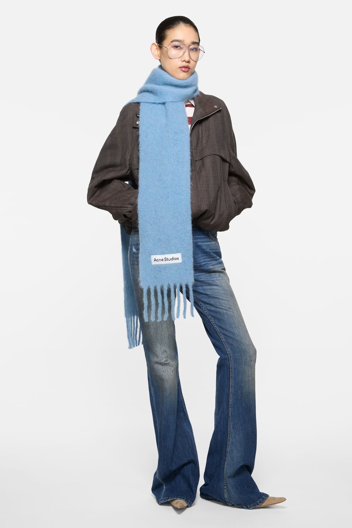 Acne Studios Skinny mohair scarf - Light blue