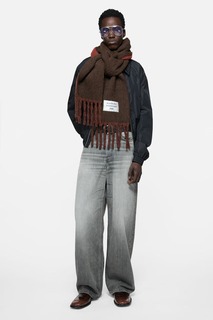 Acne Studios Bicolour Alpaca Scarf - Dark brown/brown