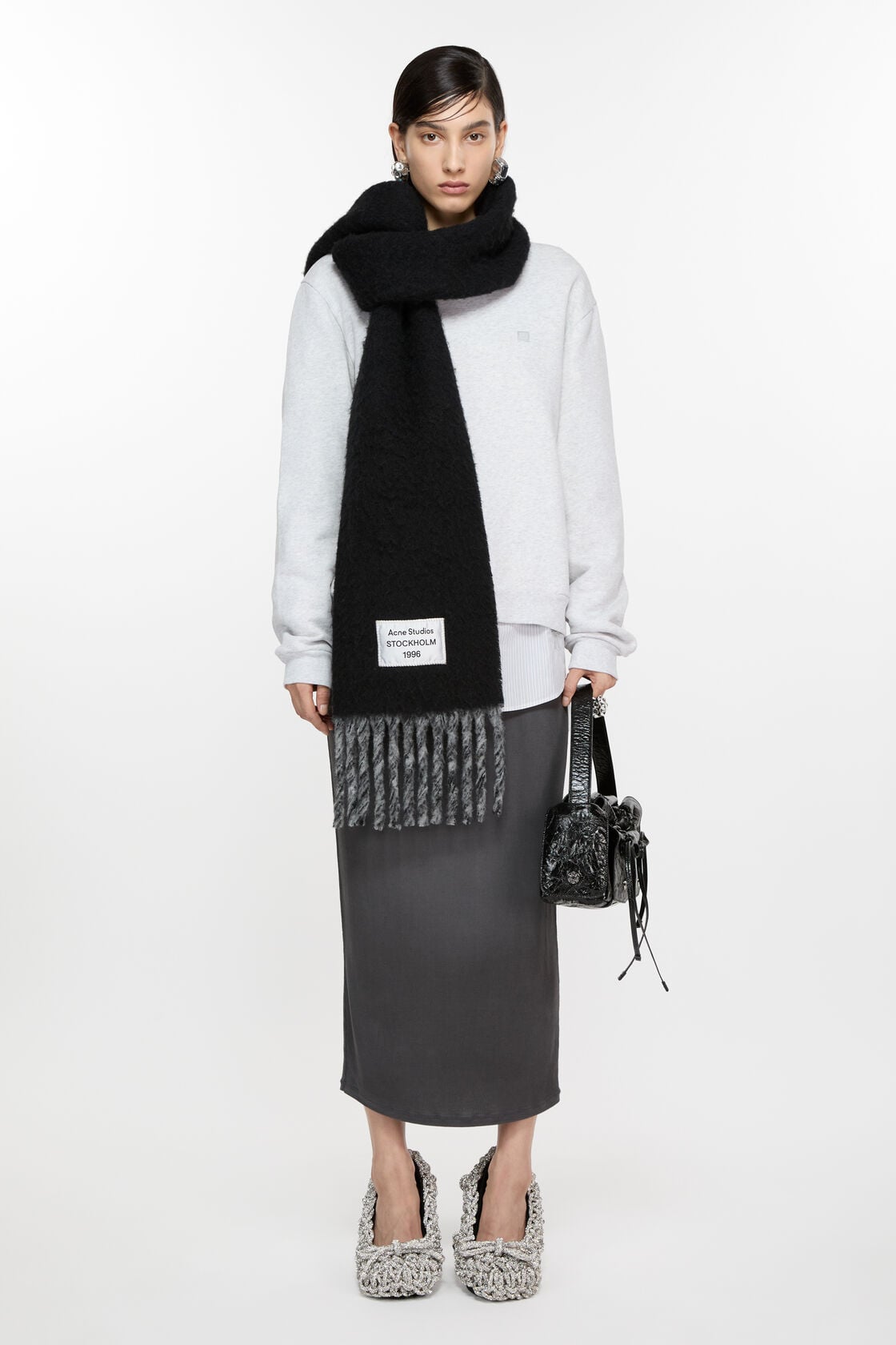 Acne Studios Bicolour Alpaca Scarf - Black/grey