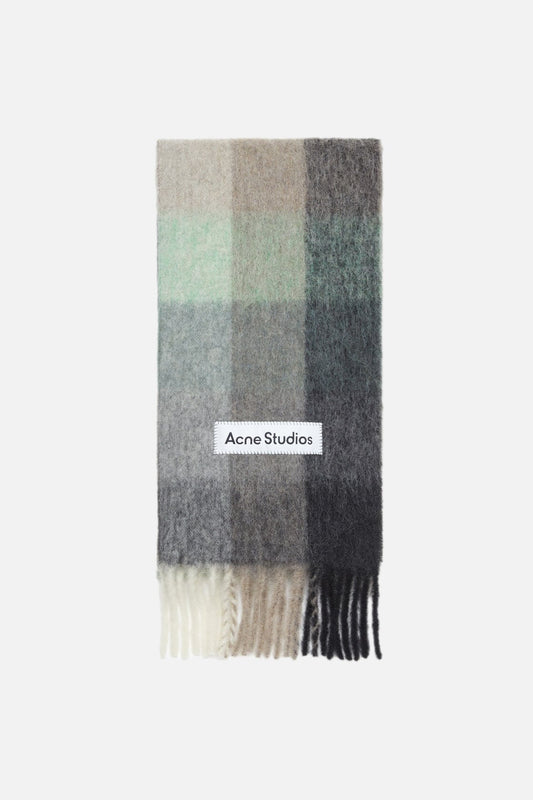 Acne Studios Mohair checked scarf - Green/grey/black