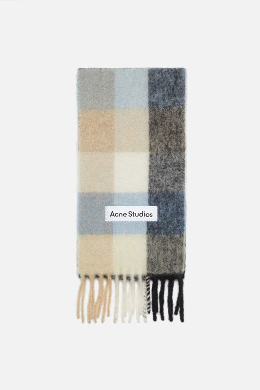Acne Studios Mohair checked scarf - Blue/beige/black