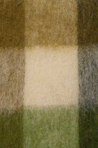 Acne Studios Mohair Check Scarf - Khaki/Cream/Dark Green
