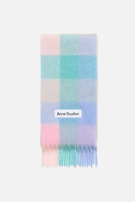Acne Studios Mohair Check Scarf - Baby blue/Pink/Aqua