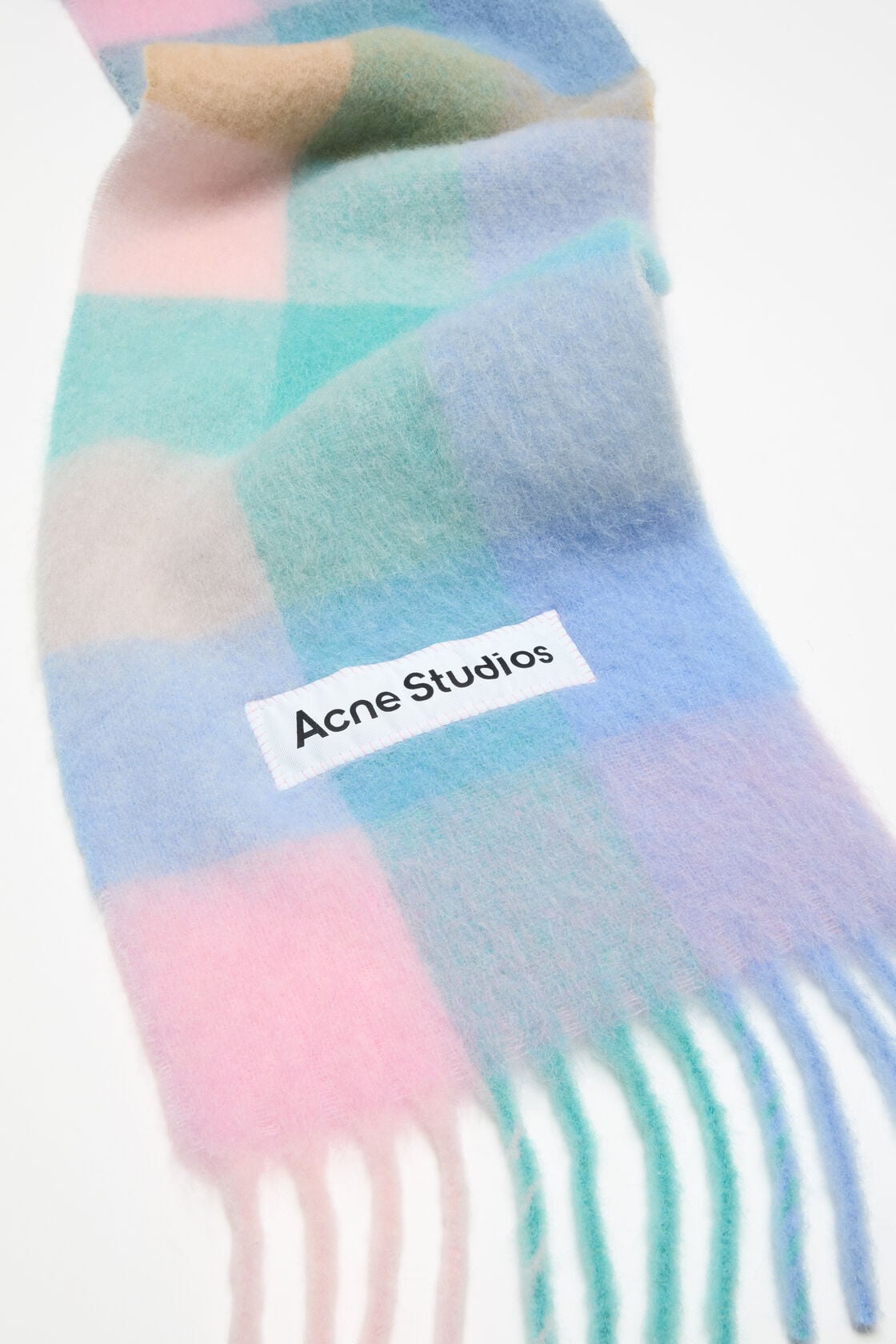 Acne Studios Mohair Check Scarf - Baby blue/Pink/Aqua