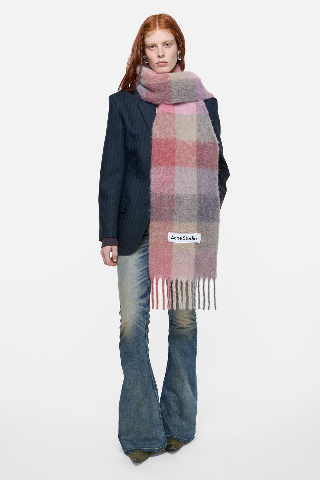 Acne Studios Mohair checked scarf - Fuchsia/lilac/pink