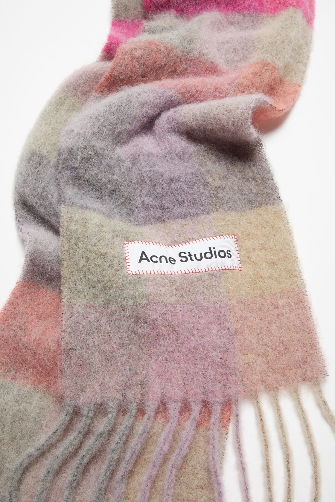 Acne Studios Mohair checked scarf - Fuchsia/lilac/pink
